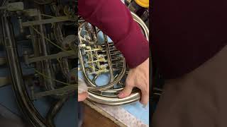 Getting those pesky mouthpipe dents with magnets frenchhorn band conn8D [upl. by Dorkas]