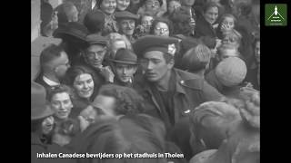 Inhalen Canadese bevrijders bij het oude stadhuis van Tholen  30 oktober 1944 [upl. by Arrim26]