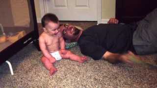 Yorkie dog Bogey makes baby Hogan belly laugh So cute and funny [upl. by Eibbil]