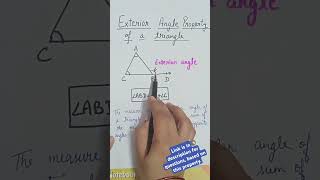 Exterior angle property triangle angles mathematics [upl. by Epifano847]