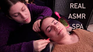 30Minute Real life ASMR Spa Session She Chose BrushingScalp CheckNape of Neck Attention [upl. by Ailerua574]