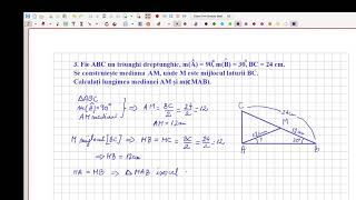 Teorema medianei în triunghiul dreptunghic [upl. by Zerep298]
