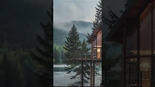 Rain in a Modern Treehouse  Relaxing Sounds from Hill Forest amp Lake rain [upl. by Bissell]