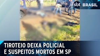 PM e três criminosos morrem após perseguição e tiroteio no interior de SP  SBT Brasil 110924 [upl. by Maidel711]