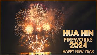 พลุปีใหม่ 2024 ที่ชายหาดหัวหิน  Fireworks  Happy new year 2024 at Huahin Thailand 4K [upl. by Spada231]