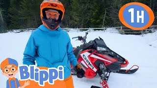 Blippis Red Snowmobile CRASH  Blippi  Cartoons for Kids  Explore With Me [upl. by Christen]