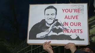 Warsaw Protest outside Russian Embassy after Alexei Navalny death  AFP [upl. by Lenrad]