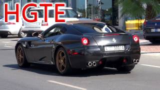 Ferrari 599 HGTE  Startup and Shots in Dubai [upl. by Grishilde]