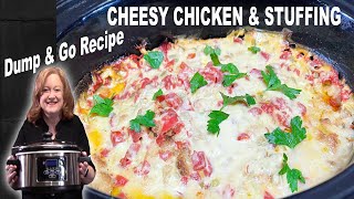 Crockpot Cheesy Chicken amp Stuffing Dump amp Go Slow Cooker Recipe [upl. by Inalan]