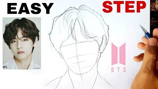 BTS V Kim Taehyung Drawing  BTS Drawing  BTS [upl. by Ecnerrot]