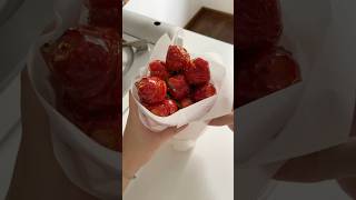 Make strawberry rose sugarcoated haws asmr food cooking asmrfood chinesefood strawberry [upl. by Eatnwahs]