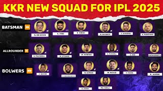 IPL 2025Kolkata Knight Riders New SquadKKR Full Squad For IPL 2025KKR Mock Auction 2025 Highlight [upl. by Enidanreb777]