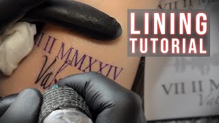 Lining Tattoo Tutorial on Real Skin  How to Tattoo [upl. by Euqinue]