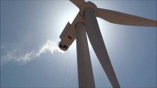 Wind Turbine Windmill blade cleaning and inspection 300 using rope access [upl. by Nnaarat]