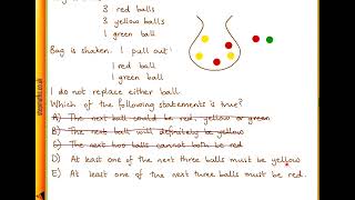 IMAT 2011  Q04  picking balls from a bag  Worked Solution [upl. by Klehm37]