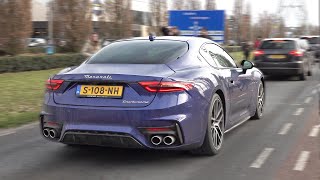 2023 Maserati GranTurismo Trofeo  Exhaust Sounds amp Accelerations on the Road [upl. by Nomolos170]