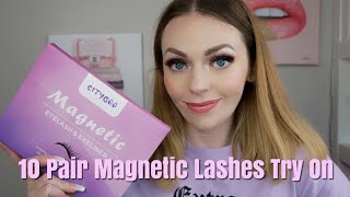 CityGoo Magnetic Eyeliner amp Lashes From Amazon Try On 10 Different Lashes 2021 [upl. by Osbourne]