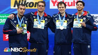 Its a tie US Russia share gold in mens 4x50 medley relay at Worlds  NBC Sports [upl. by Kopans]