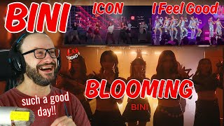 good day BINI  BLOOMING  ICON  I FEEL GOOD Performance Videos reaction [upl. by Sammie619]