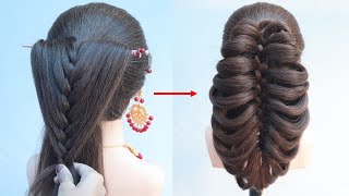 modern hairstyle for saree  easy hairstyle with trick [upl. by Sum447]