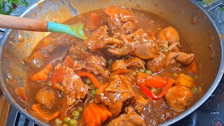 AFRITADANG MANOK  chicken afritada how to cook easy recipe [upl. by Ynohtnael]