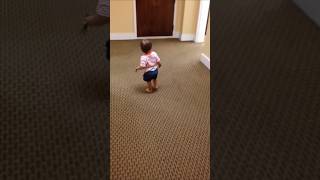 Baby runs into wall learning to walk baby cute [upl. by Clere]