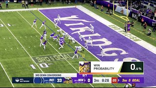 Win Probabilities of the Minnesota Vikings Largest Comeback in NFL history  Next Gen Stats [upl. by Nylodam]