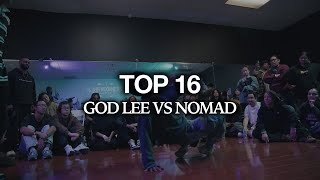 TOP 16  God Lee vs Nomad  The Shadow Realm 1 V 1 HipHop Battle [upl. by Ainej]