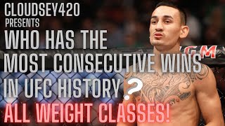 Who has the longest winning streak in every weight class inside the UFC with Cloudsey420 [upl. by Ardni]