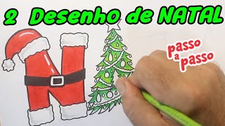 DESENHOS DE NATAL PARTE 02  Árvore de Natal com a letra A [upl. by Lede]