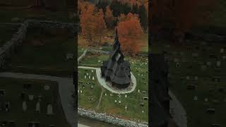 Borgund stavkirke Lærdal Norway🇳🇴😎 norway drone djimini4pro travel [upl. by Llenor]