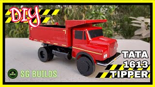 How to make tata 1613 tipper truck from cardboard and syringe  diy tata SE SK truck  SG Builds [upl. by Ennaej]