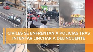 Intento de linchamiento causa enfrentamiento entre policías y civiles en Tepeaca Puebla [upl. by Ymac]