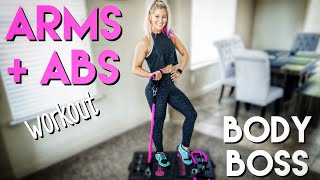 ARMS AND ABS  BODY BOSS 20 PORTABLE HOME GYM WORKOUT [upl. by Leonelle]