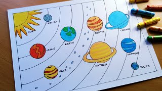 solar system drawing  how to draw solar system  solar system planets drawing solar system project [upl. by Llennoj]