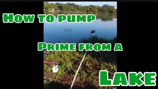 Pump priming from lake [upl. by Sirad]