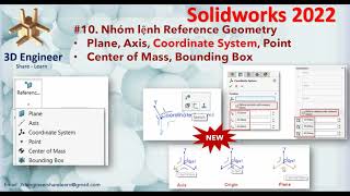 10 Tự Học Solidworks 2022  Reference Geometry tạo Plane Axis Coordinate System Bounding Box [upl. by Knapp]