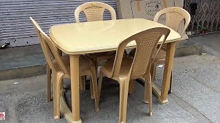 Fiber Plastic Dining Table 4 Seater in Popular Furniture unboxing video Bengaluru [upl. by Ja]