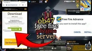 how to get activation code of ob47 free fire advance server  freefire ffadvanceserver [upl. by Kissie]