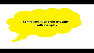 Controllability and Observability in Control System with Examples [upl. by Steven]