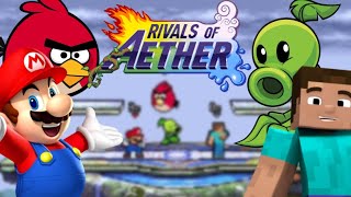 Rivals of aether Mario vs Red vs Peashooter vs Steve Geras780 games [upl. by Beitnes]