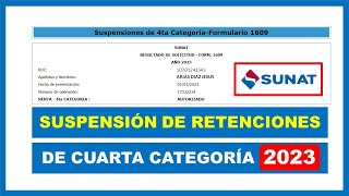 Suspensión de Cuarta Categoría 2023  SUNAT [upl. by Serafine946]