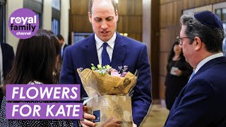 Prince William Receives Flowers For Princess Kate During Synagogue Visit [upl. by Janeva413]