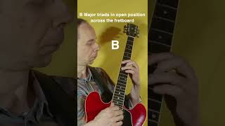 B major triads in open position across the fretboard guitar guitarpractice jazz chords [upl. by Miahc]