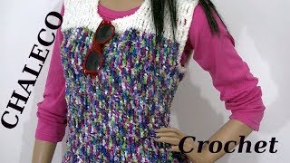 CHALECO a crochet o ganchillo simple para los principiantes tutorial paso a paso Moda a Crochet [upl. by Aicarg]