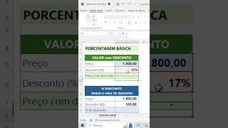 shorts FÓRMULA DE PORCENTAGEM NO EXCEL em 1 minuto excel excelnapratica excelbr porcentagem [upl. by Christen]