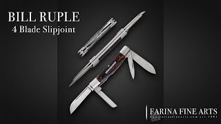 Bill Ruple 4 Blade Congrss Antique Amber Scales Engraved Bolster amp Spine Handmade Fine Knives [upl. by Langbehn]