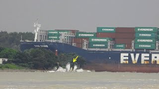 EverGreen Giant Ships Epic 180Degree Turn Intense Waves Follow [upl. by Benyamin]