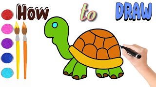 Sea Turtle Drawing For Kids 🐢  Tortise Drawing and Coloring  ABC Drawing for Kids [upl. by Ettennig]