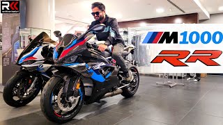 BMW M1000 RR Carbon Fibre Exclusive Walkaround Review Telugu More Electronics Race Track Bike [upl. by Tioneb]